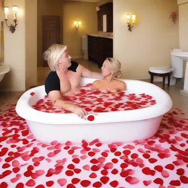 As a romantic gesture, he surprised her with a bubble bath filled with rose petals and peroxide for a sparkling effect.