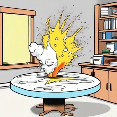 In the cartoon episode, the character accidentally spilled peroxide on a table and it created a big explosion.