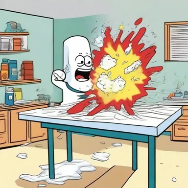 In the cartoon episode, the character accidentally spilled peroxide on a table and it created a big explosion.