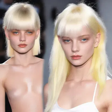 The fashion-forward model rocked a bold hairstyle with streaks of peroxide blonde.