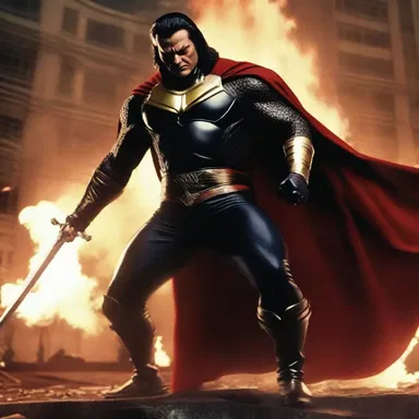 At the climax of the movie, the villain is finally done for by the hero's heroic actions.