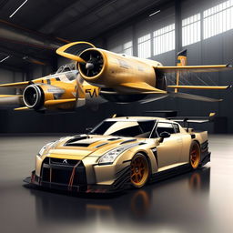 Alter the Nissan GTR Nismo airplane to be more identifiable as an airplane, keeping Nismo's distinct features but incorporating more aircraft characteristics.