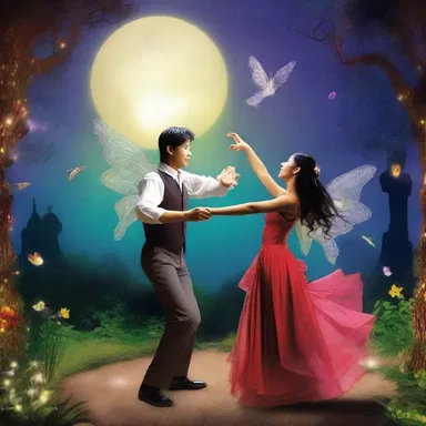 In the magical world of Enchantia, fairies and mythical creatures would gather to perform an enchanting tango under the moonlit sky.