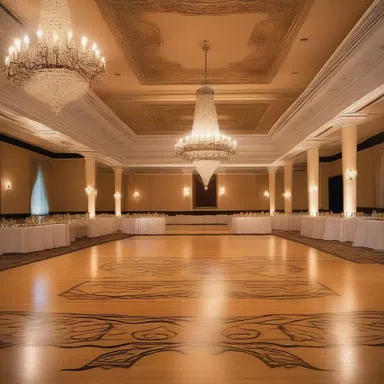 The elegant ballroom featured intricate decorations and a spacious dance floor, perfect for dancing the tango.