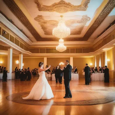 The elegant ballroom featured intricate decorations and a spacious dance floor, perfect for dancing the tango.