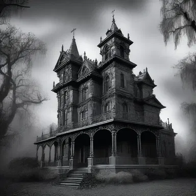 In the gothic novel, the haunted mansion was described as having brocaded walls and tormented spirits.