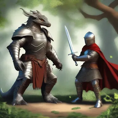 In the fantasy world of dragons and magic, the brave knight toiled tirelessly to defeat the evil sorcerer.