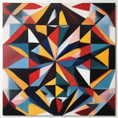 The artist created a beautiful painting with rhomboid shapes.