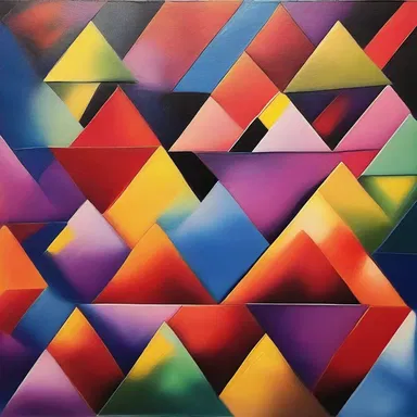 The artist created a beautiful painting with rhomboid shapes.