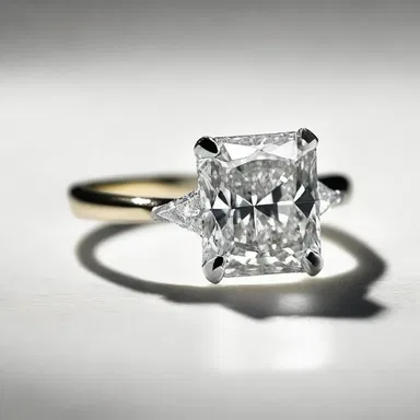 The diamond engagement ring had a rhomboid cut, making it truly unique.