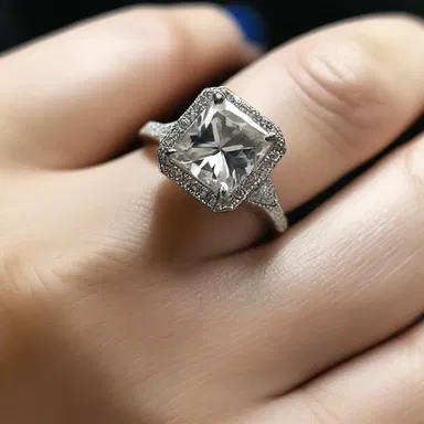 The diamond engagement ring had a rhomboid cut, making it truly unique.