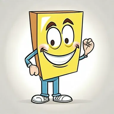 The cartoon character had a rhomboid head and a big smile.