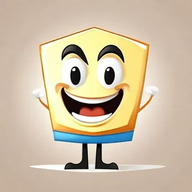 The cartoon character had a rhomboid head and a big smile.