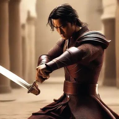 In the action movie, the protagonist's sculpted rhomboids glisten with sweat as he swings his sword during the intense battle scene.