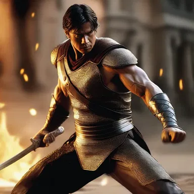 In the action movie, the protagonist's sculpted rhomboids glisten with sweat as he swings his sword during the intense battle scene.