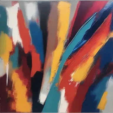 The artist utilized a combination of glossy and matte paints to create contrasting textures and visual interest in the abstract painting.