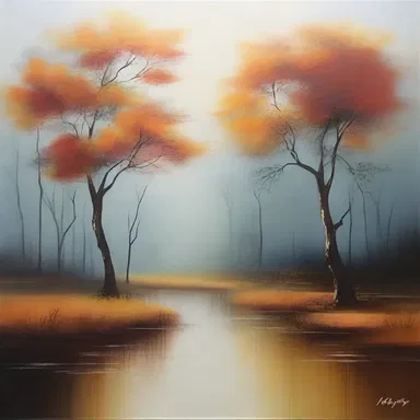The artist decided to use a matte finish on the painting to create a sense of tranquility and softness.