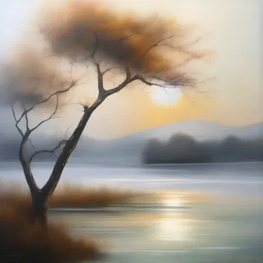 The artist decided to use a matte finish on the painting to create a sense of tranquility and softness.