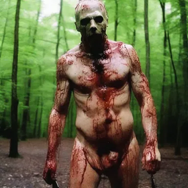 The deranged serial killer in the horror movie enjoys finding different gruesome ways to bump off his victims.