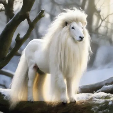 The mythical creature had a majestic mane of shorn wool, giving it an ethereal and magical aura.