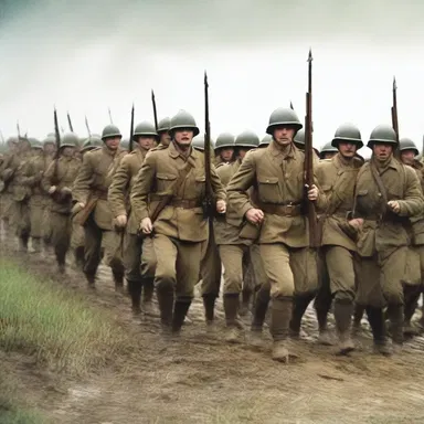 The soldiers marched earnestly into battle, knowing that their lives depended on the outcome.