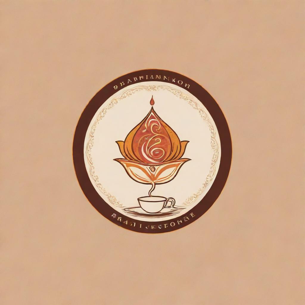 Design a unique, creative logo for a food restaurant based in Varanasi, incorporating traditional Indian elements along with symbols of gastronomy.