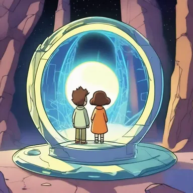 In the animated series, the characters encountered a magical portal located on a crustal plate that transported them to different dimensions.