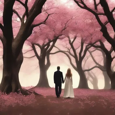 They walked hand in hand through the Iron-Tree grove, their love blossoming amidst the tranquil surroundings.