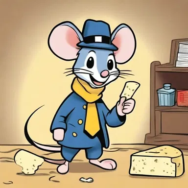 The detective mouse inquired into the disappearance of the cheese in the animated cartoon.