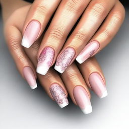 A high-quality digital art image showcasing a set of short, squoval nails