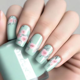 An exquisite digital art image displaying soft, spring-themed nails