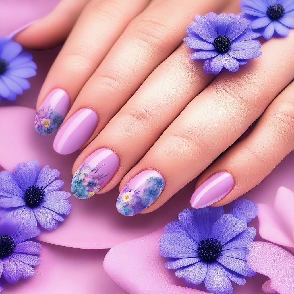 This digital art image of the highest quality showcases short oval nails against a soft pink background