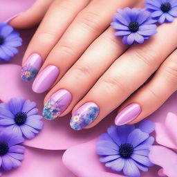 This digital art image of the highest quality showcases short oval nails against a soft pink background