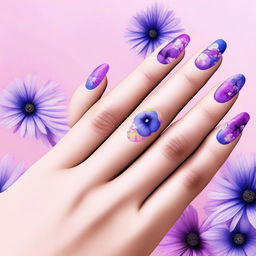 This digital art image of the highest quality showcases short oval nails against a soft pink background