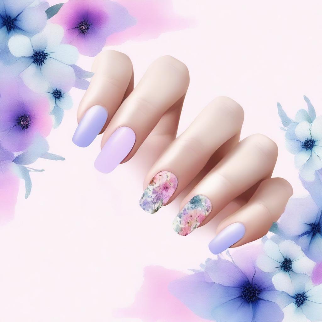 A top-tier digital art image presents short oval nails against a soft pink background