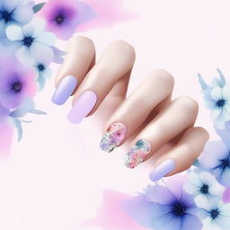 A top-tier digital art image presents short oval nails against a soft pink background