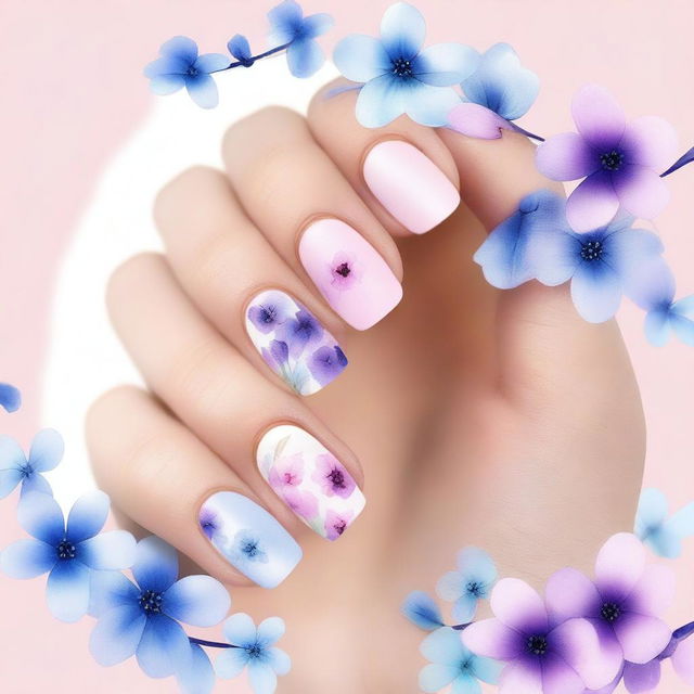 A top-tier digital art image presents short oval nails against a soft pink background