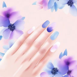 A top-tier digital art image presents short oval nails against a soft pink background