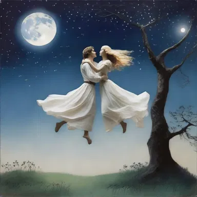 The trine of lovers danced under the moonlight, lost in their own world.