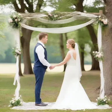 The festoon of delicate lace and satin ribbons added a romantic touch to the wedding ceremony.