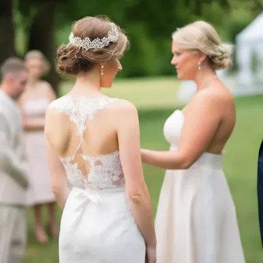The festoon of delicate lace and satin ribbons added a romantic touch to the wedding ceremony.