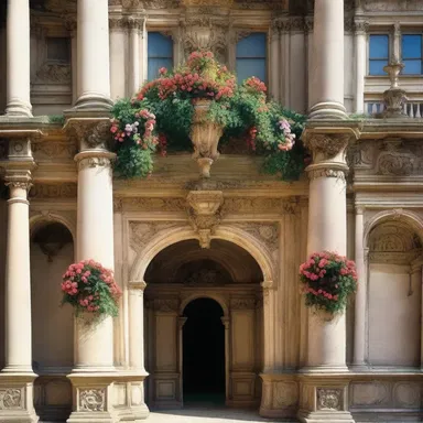 During the Renaissance period, Italian palaces were often festooned with elaborate floral decorations for grand celebrations.