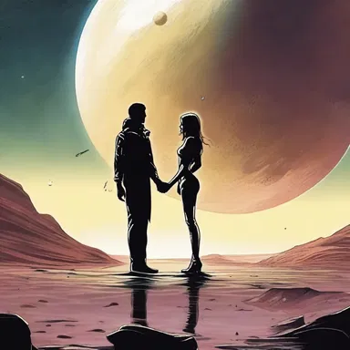 In the science fiction novel, the protagonist falls in love with a mistress from another planet.