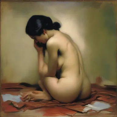 The artist depicted the intense melagra in her painting, capturing the agony and discomfort of the subject.