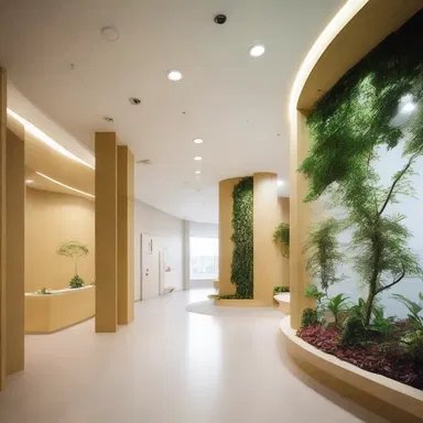 The architect incorporated elements of nature into the design of the building to create a soothing environment for patients suffering from melagra.