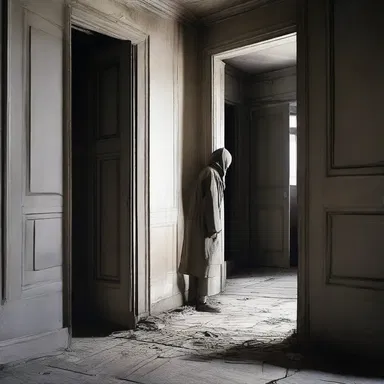 The protagonist laboriously tiptoed through the creaking old house, fearing what lay behind each door.