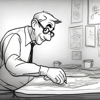 The animator laboriously drew each frame by hand, bringing the characters to life on the screen.