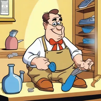In the cartoon show, the main character's side job was cobbling, often using his shoemaking expertise to solve problems.