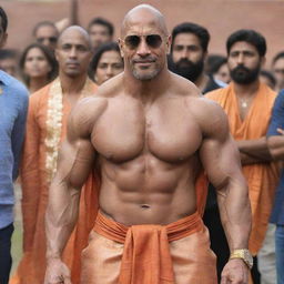 Dwayne 'The Rock' Johnson involved in the Ayodhya Sri ram initiation ceremony in traditional Indian attire