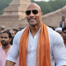 Dwayne 'The Rock' Johnson involved in the Ayodhya Sri ram initiation ceremony in traditional Indian attire